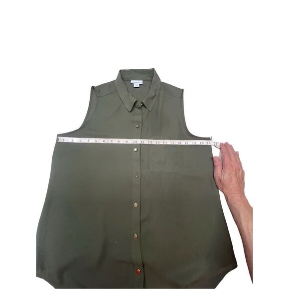 Liz Claiborne Sleeveless Olive Green Blouse Sz M NWT - Picture 6 of 7